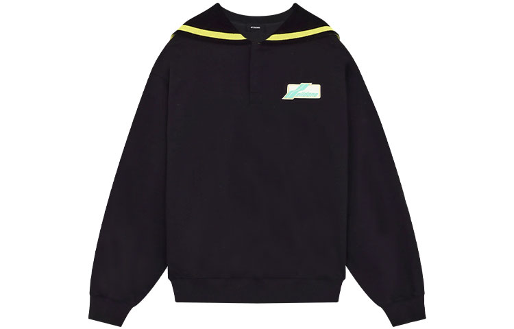 WE11DONE SS22 Logo Contrast Sweatshirt Unisex Black WD-TS1-22-615-U-BK