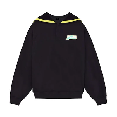 WE11DONE SS22 Logo Contrast Sweatshirt Unisex Black WD-TS1-22-615-U-BK