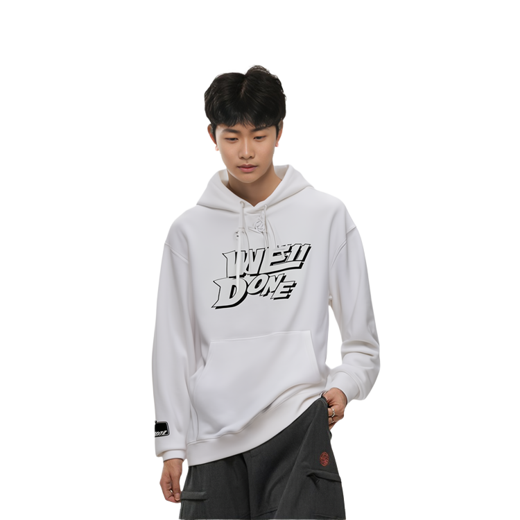 Shop WE11DONE SS22 标志抽绳连帽衫 男女同款 白色 WD-TH1-22-622-U-WH