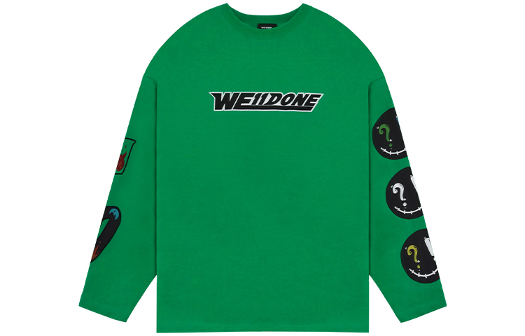 WE11DONE SS22 Logo Geometric Crewneck Long Sleeve Sweatshirt Green Unisex WD-TT1-22-629-U-GR