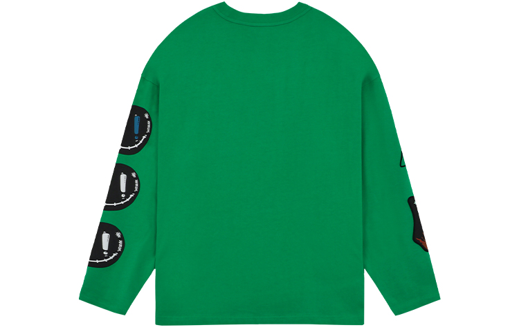 Lookbook WE11DONE SS22 幾何徽標長袖綠色大學T 恤 情侶適用 WD-TT1-22-629-U-GR