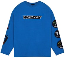 WE11DONE SS22 Logo Graphic Long Sleeve T-Shirt Unisex Blue. WD-TT1-22-629-U-BL WE11DONE SS22 Logo Graphic Long Sleeve T-Shirt Unisex Blue. WD-TT1-22-629-U-BL