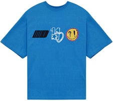 WE11DONE SS22 Logo Heart Print Blue Unisex Crewneck T-Shirt WD-TT1-22-672-U-BL WE11DONE SS22 Logo Heart Print Blue Unisex Crewneck T-Shirt WD-TT1-22-672-U-BL