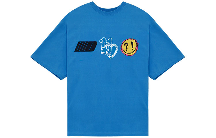 Order WE11DONE SS22 Logo Heart Print Blue Unisex Crewneck T-Shirt WD-TT1-22-672-U-BL