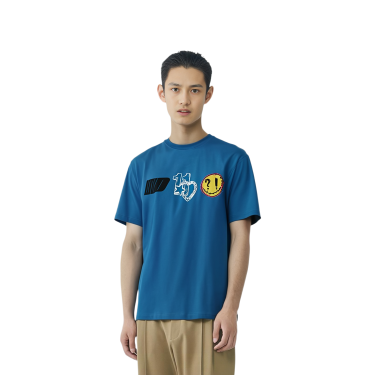 Details for WE11DONE SS22 Logo Heart Print Blue Unisex Crewneck T-Shirt WD-TT1-22-672-U-BL