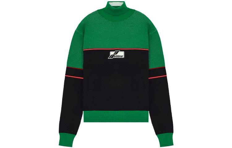 WE11DONE SS22 Logo High-Neck Colorblock Pullover Sweater Unisex Green WD-KT1-22-617-U-GR
