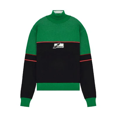WE11DONE SS22 Logo High-Neck Colorblock Pullover Sweater Unisex Green WD-KT1-22-617-U-GR