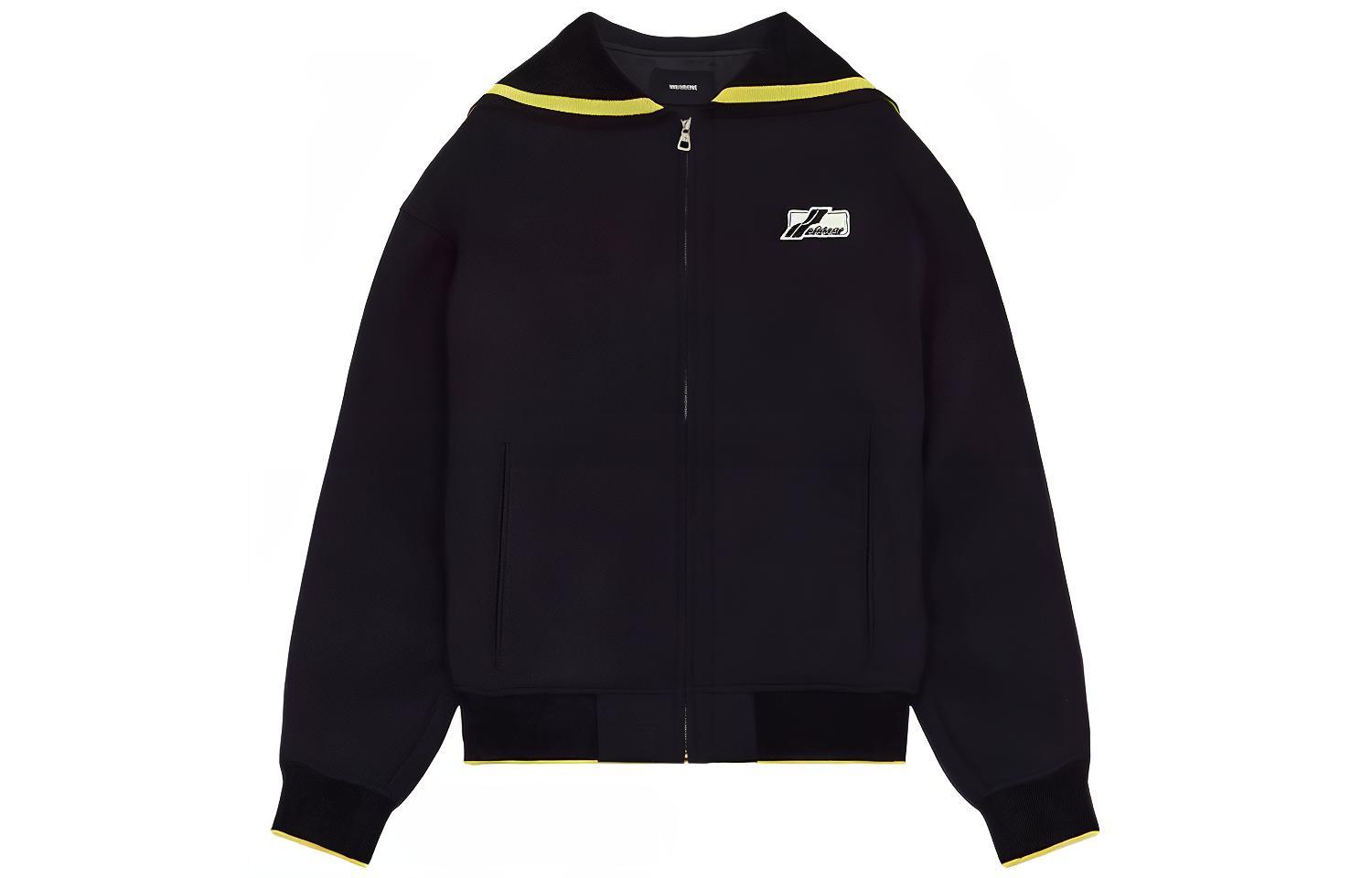 WE11DONE SS22 Logo Oversized Navy Collar Jacket Unisex Black WD-JP1-22-054-U-BK