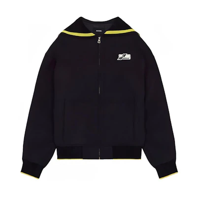 WE11DONE SS22 Logo Oversized Navy Collar Jacket Unisex Black WD-JP1-22-054-U-BK