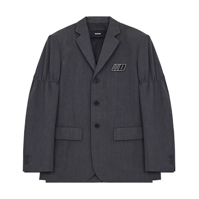 WE11DONE SS22 Logo Padded Shoulder Single-Breasted Blazer Unisex Dark Grey WD-JK1-22-017-U-DG