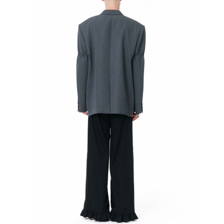 Purchase WE11DONE SS22 Blazer Berpadding Bahu Logo Uniseks Kelabu Gelap WD-JK1-22-017-U-DG