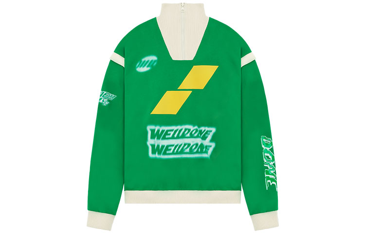WE11DONE SS22 Logo Patchwork High-Neck Sweatshirt Green Unisex WD-TS1-22-550-U-GR