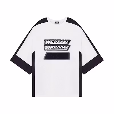 WE11DONE SS22 Logo Print Colorblock Crewneck T-Shirt Unisex White WD-TS1-22-503-U-WH