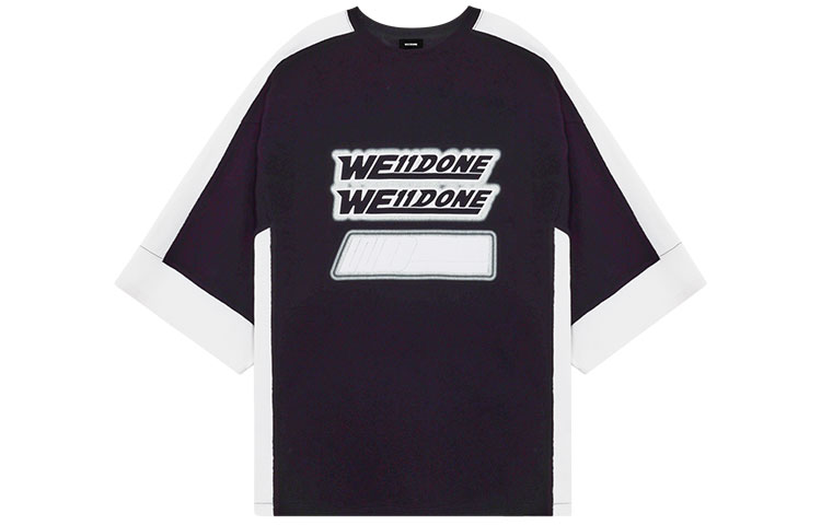 Order WE11DONE SS22 ロゴプリント コントラストパネル ユニセックス ブラックTシャツ. WD-TS1-22-503-U-BK