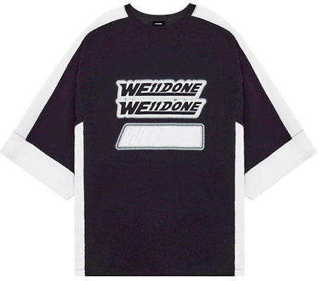 WE11DONE SS22 ロゴプリント コントラストパネル ユニセックス ブラックTシャツ. WD-TS1-22-503-U-BK Order WE11DONE SS22 ロゴプリント コントラストパネル ユニセックス ブラックTシャツ. WD-TS1-22-503-U-BK