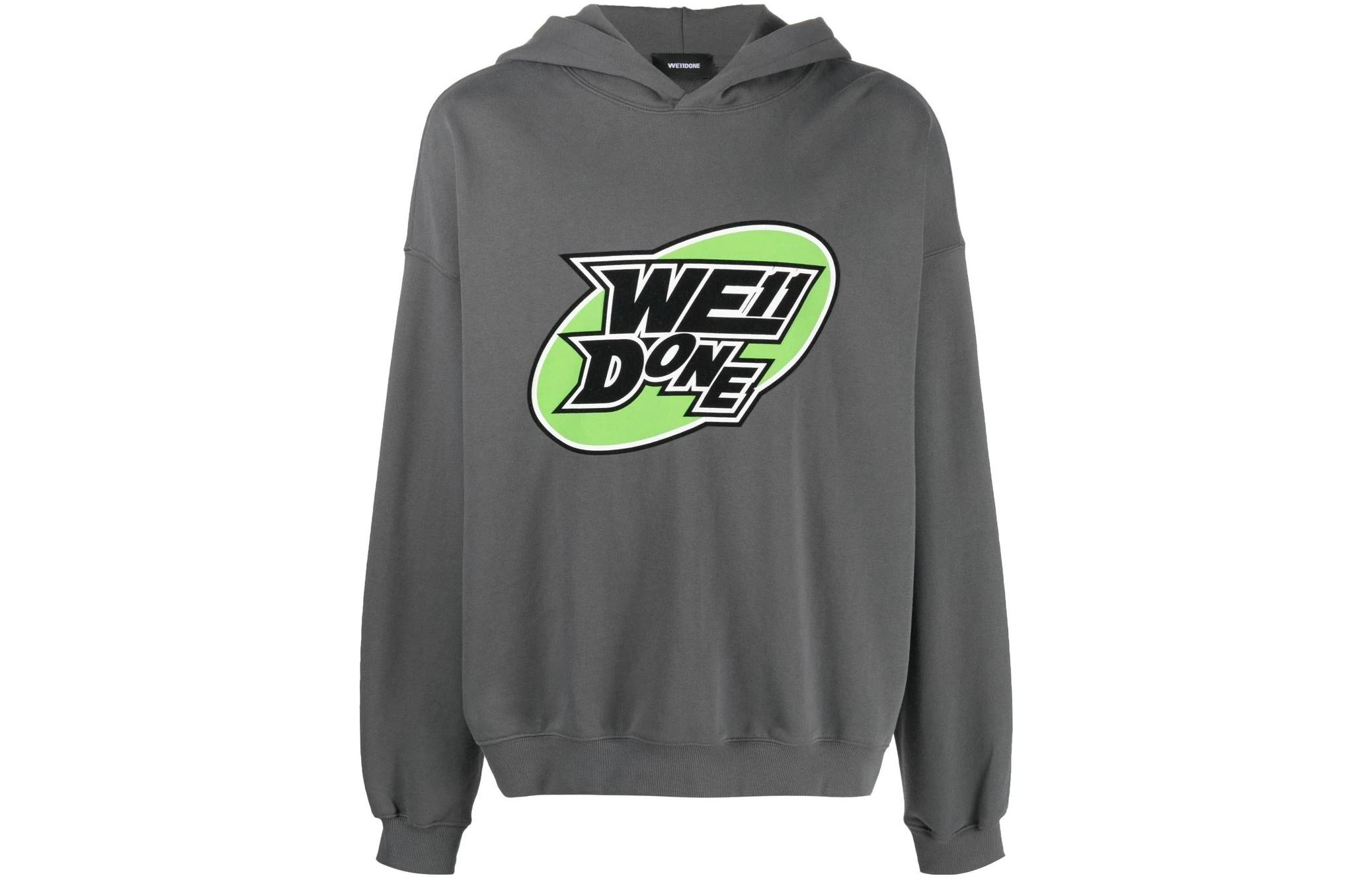 WE11DONE SS22 Logo Print Pullover Hoodie Unisex Grey WD-TH1-22-647-U-CN