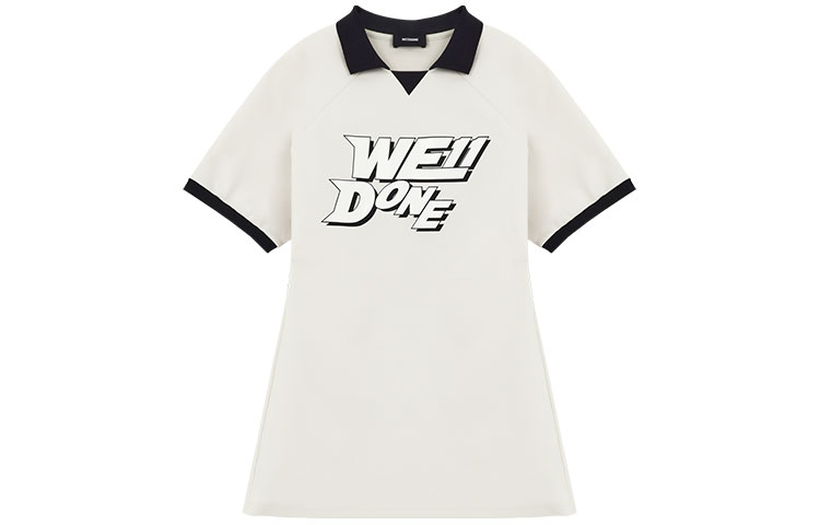 WE11DONE SS22 Logo Print Shirt Collar Short Sleeve Dress White Back to School WD-TO1-22-555-W-IV