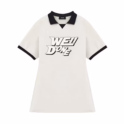 WE11DONE SS22 Logo Print Shirt Collar Short Sleeve Dress White Back to School WD-TO1-22-555-W-IV