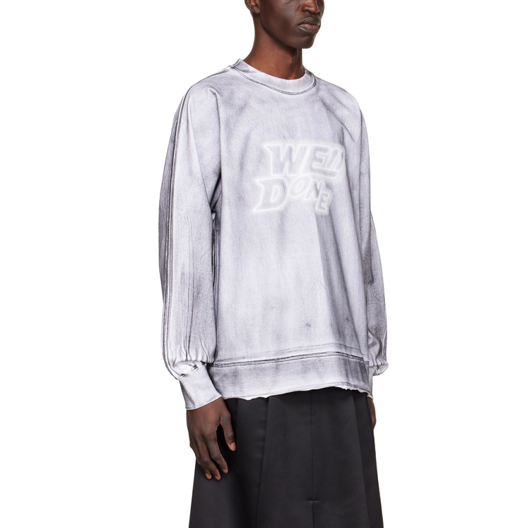 WE11DONE SS22 Logo Print Washed Effect Unisex Long Sleeve T-Shirt Grey. WD-TT1-22-580-U-BK 圖 4