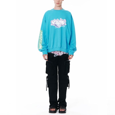 WE11DONE SS22 印花標誌洗水套頭衛衣 男女款 藍色 WD-TS1-22-684-U-BL Shop WE11DONE SS22 印花標誌洗水套頭衛衣 男女款 藍色 WD-TS1-22-684-U-BL