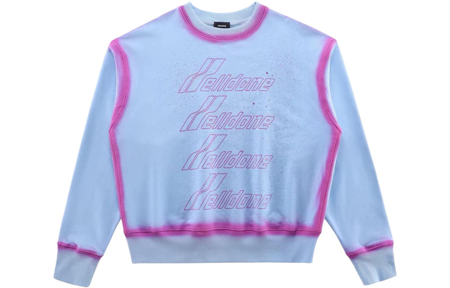 WE11DONE SS22 Logo Printed Cotton Pullover Sweatshirt Unisex Light Blue. WD-TS1-22-732-U-SK