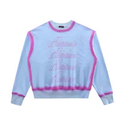 WE11DONE SS22 Logo Printed Cotton Pullover Sweatshirt Unisex Light Blue. WD-TS1-22-732-U-SK