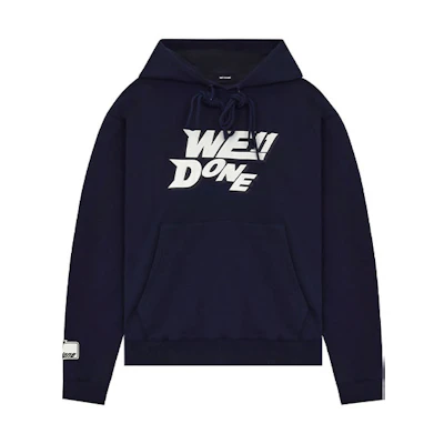 WE11DONE SS22 Logo Pullover Hoodie with Kangaroo Pocket Unisex - Navy Blue WD-TH1-22-622-U-NV