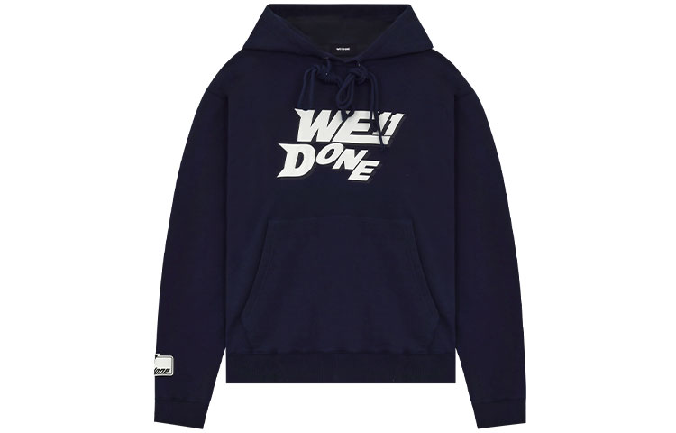 Order WE11DONE SS22 Logo Pullover Hoodie with Kangaroo Pocket Unisex - Navy Blue WD-TH1-22-622-U-NV