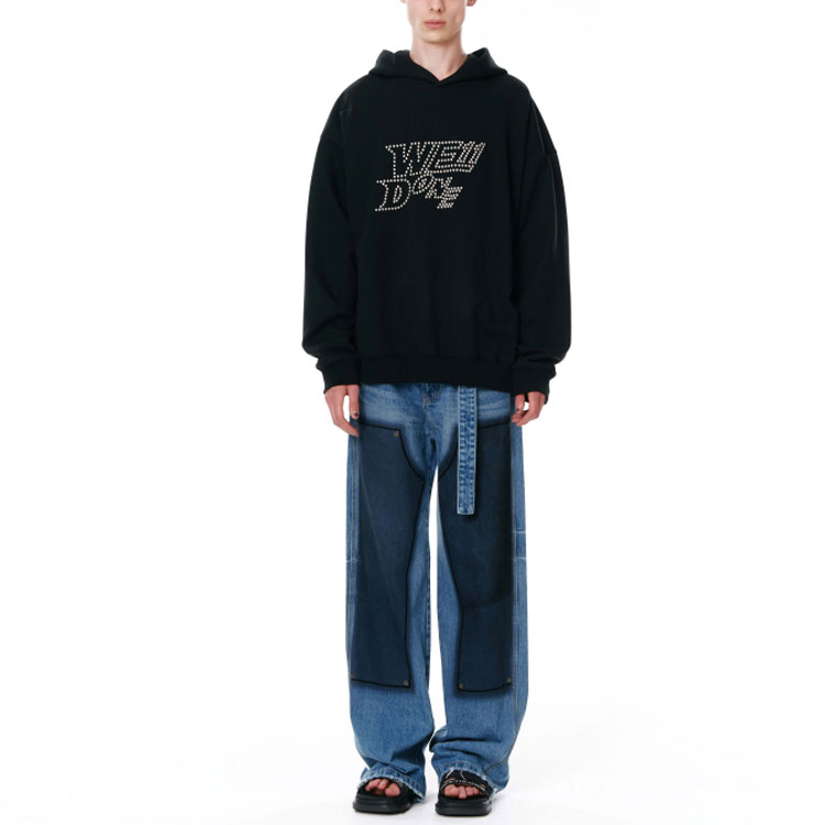 WE11DONE SS22 Logo Rhinestone Pullover Sweatshirt Unisex Couple - Black WD-TH1-22-665-U-BK 圖 4