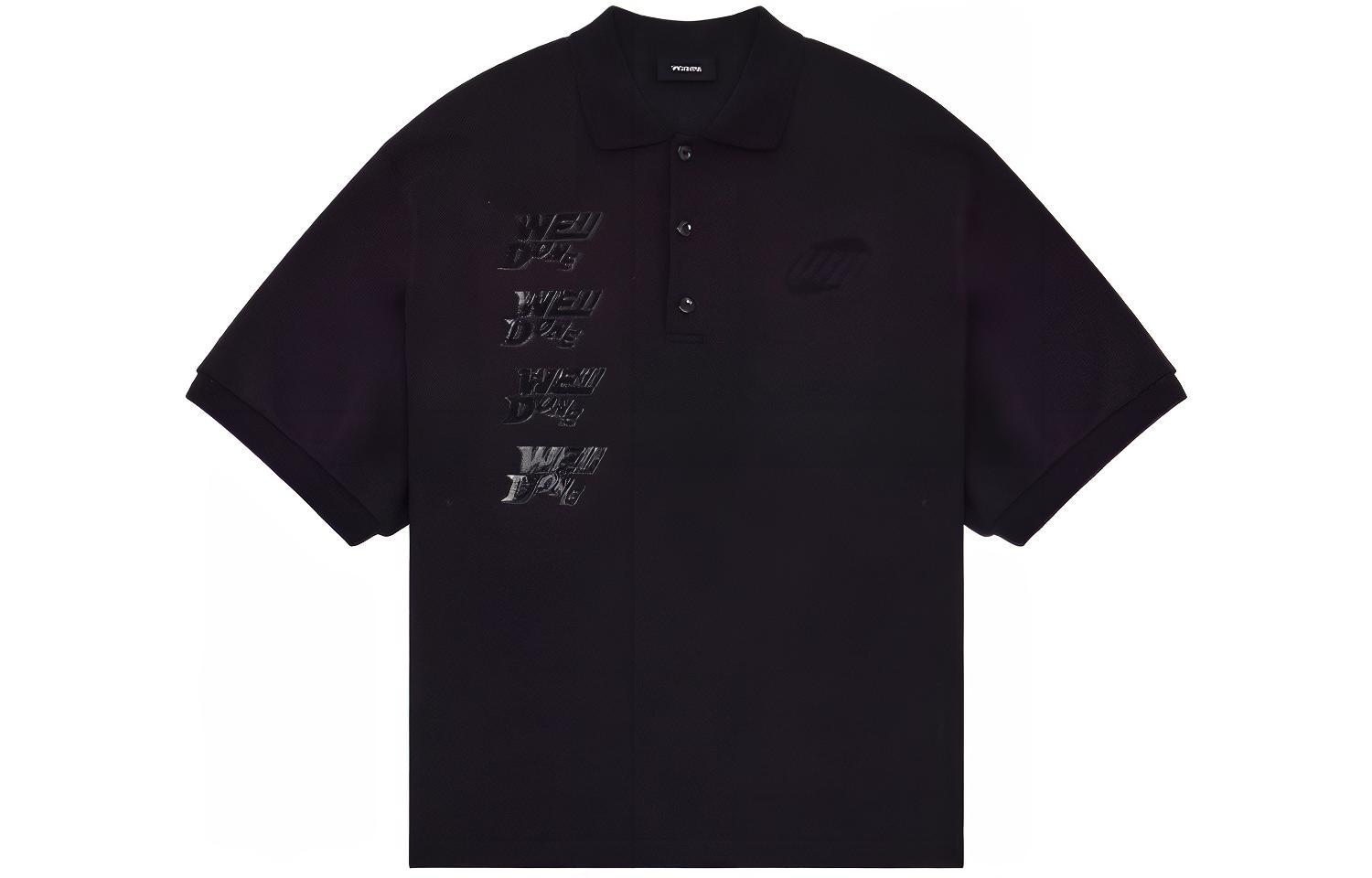 WE11DONE SS22 Logo Side Stripe Short Sleeve Polo Shirt Unisex Black WD-TT1-22-537-U-BK