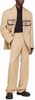 Shop WE11DONE SS22 標誌噴霧塗鴉羊毛墊肩西裝外套 中性 卡其色 WD-JK1-22-123-U-BG