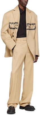 WE11DONE SS22 标志喷绘涂鸦羊毛垫肩西装外套 男女款 卡其色 WD-JK1-22-123-U-BG Shop WE11DONE SS22 标志喷绘涂鸦羊毛垫肩西装外套 男女款 卡其色 WD-JK1-22-123-U-BG