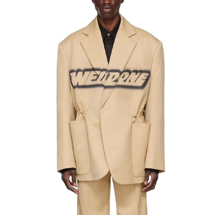 Purchase WE11DONE SS22 标志喷绘涂鸦羊毛垫肩西装外套 男女款 卡其色 WD-JK1-22-123-U-BG