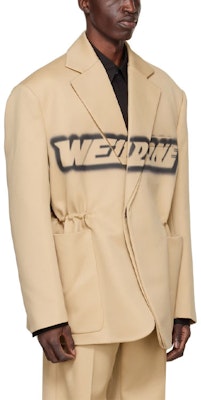 WE11DONE SS22 标志喷绘涂鸦羊毛垫肩西装外套 男女款 卡其色 WD-JK1-22-123-U-BG Details for WE11DONE SS22 标志喷绘涂鸦羊毛垫肩西装外套 男女款 卡其色 WD-JK1-22-123-U-BG