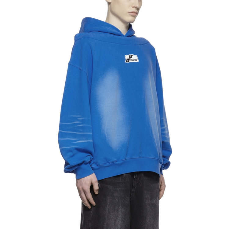 Shop WE11DONE SS22 Logo Washed Gradient Pullover Sweatshirt Unisex Blue. WD-TH1-22-509-U-BL