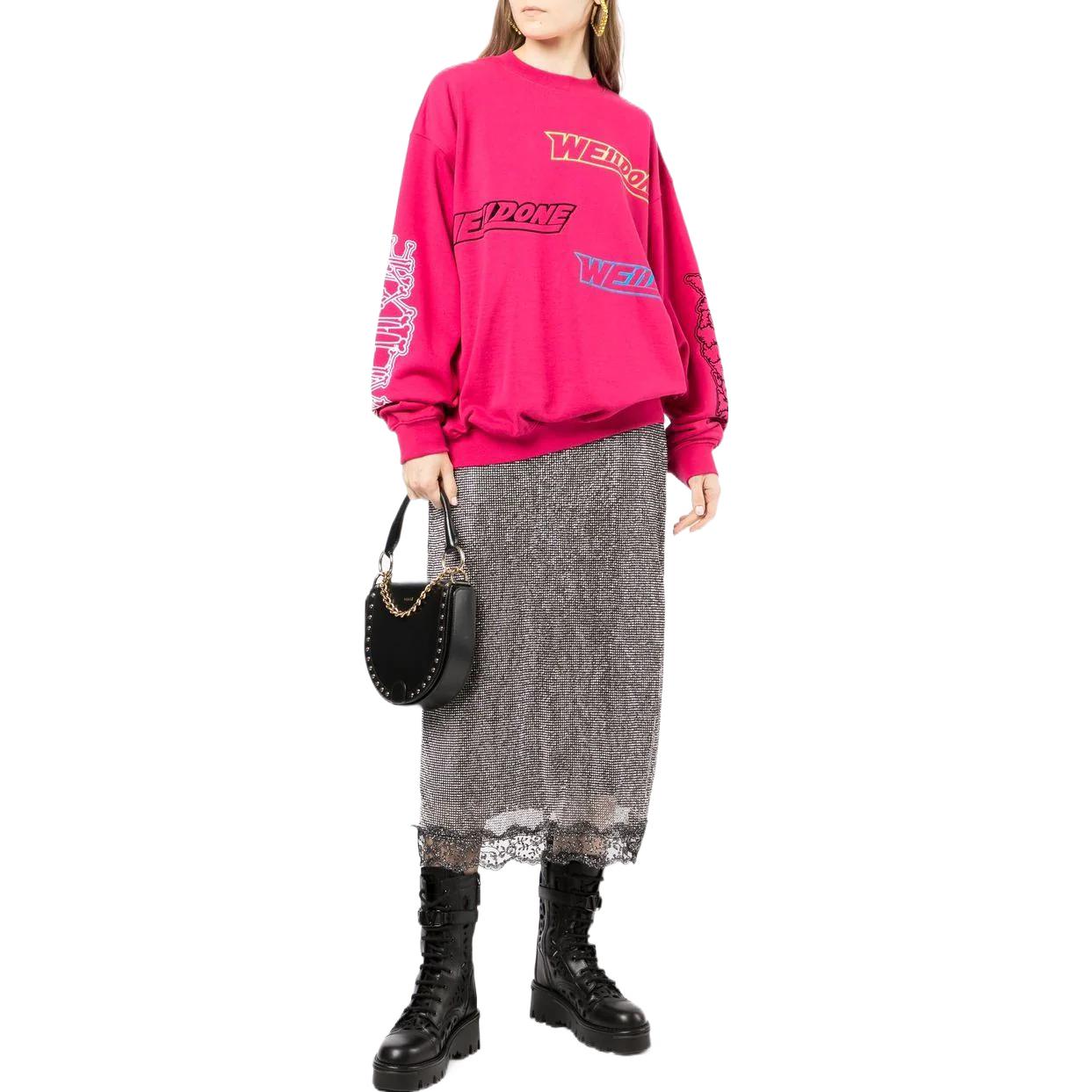 WE11DONE SS22 Logo Washed Vintage Crewneck Sweatshirt Pink Unisex. WD-TS1-22-654-U-HP 圖 4