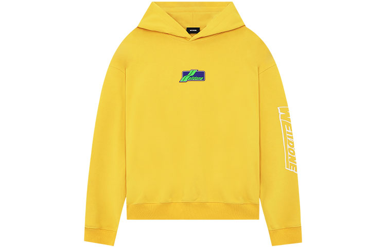 WE11DONE SS22 Logo Yellow Hoodie with Sleeve Pattern Unisex WD-TH1-22-682-U-YE