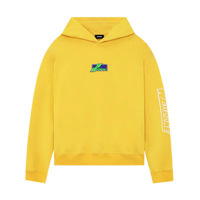WE11DONE SS22 Logo Yellow Hoodie with Sleeve Pattern Unisex WD-TH1-22-682-U-YE