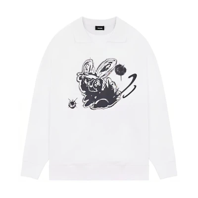 WE11DONE SS22 Monster Cartoon Star Jacquard Pullover Sweatshirt White Unisex WD-TS1-22-581-U-WH