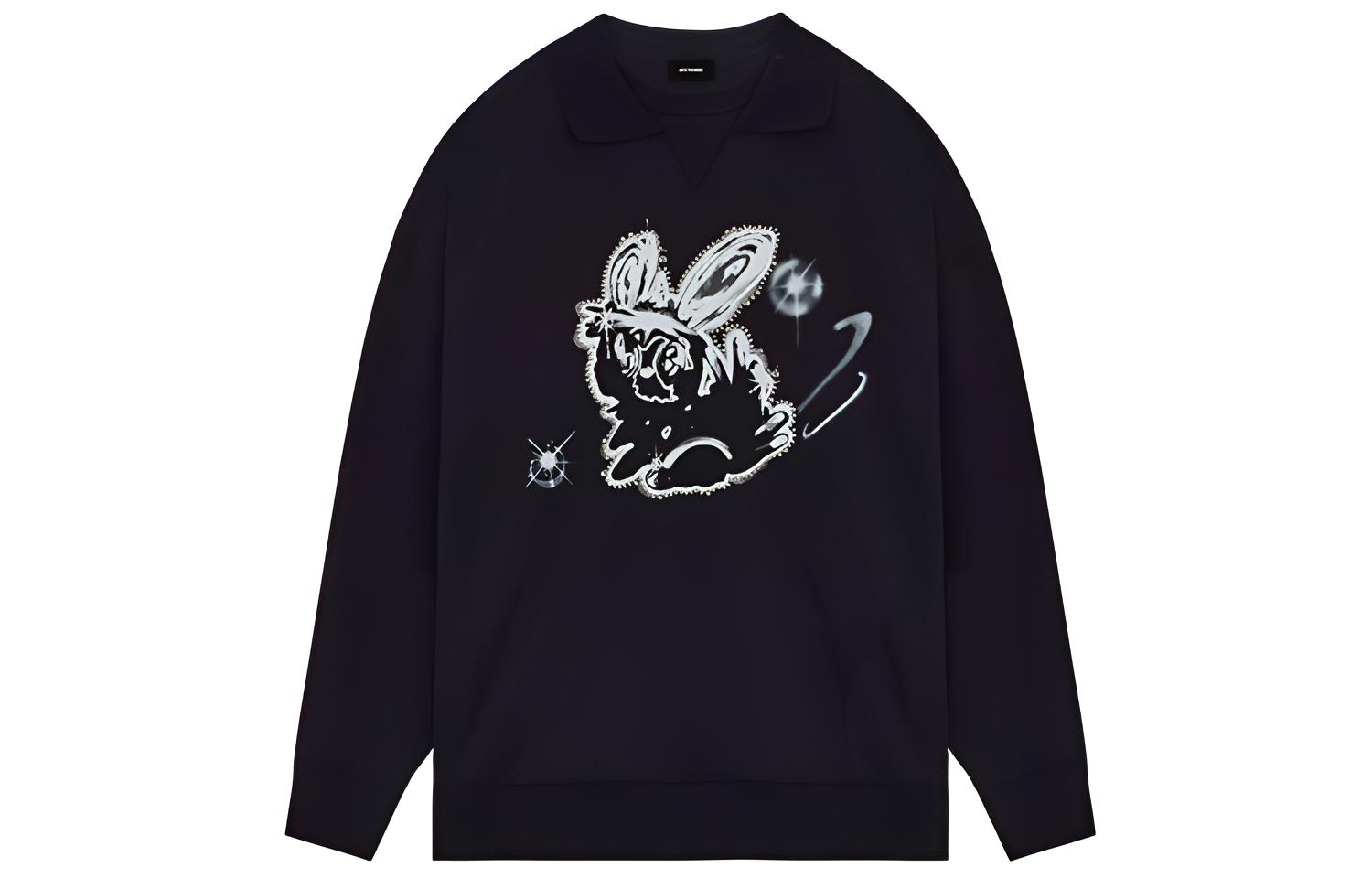 WE11DONE SS22 Monster Cartoon Star Pattern Black Unisex Sweatshirt WD-TS1-22-581-U-BK