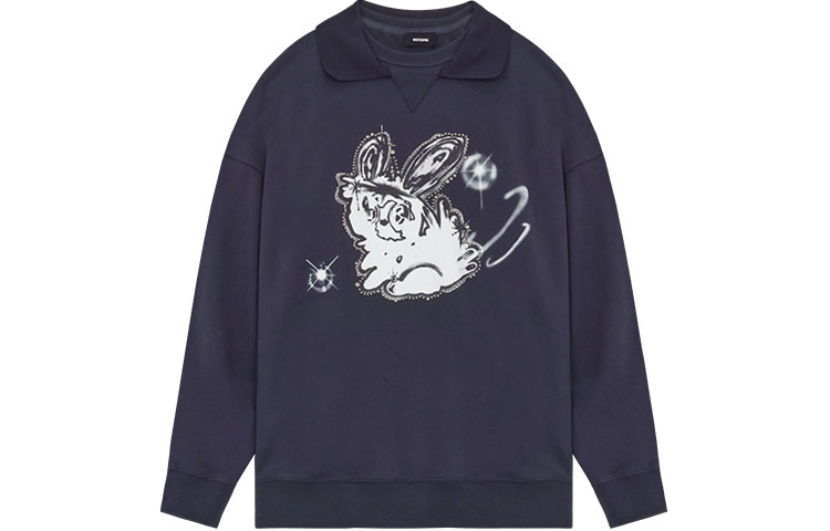 WE11DONE SS22 Monster Cartoon Star Pattern Sweatshirt Unisex Grey WD-TS1-22-581-U-CH