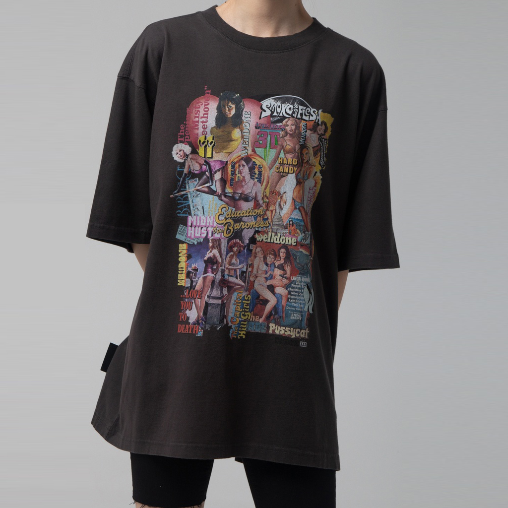 Purchase WE11DONE SS22 電影角色印花中性經典灰T恤 WD-TP7-20-097-U-CH