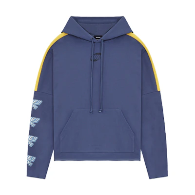 WE11DONE SS22 Navy Blue Logo Hoodie Unisex Pullover. WD-TH1-22-556-U-NV