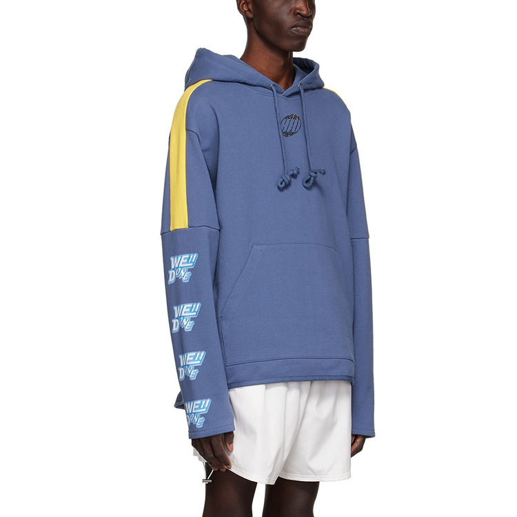 WE11DONE SS22 Navy Blue Logo Hoodie Unisex Pullover. WD-TH1-22-556-U-NV 圖 4