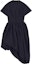 Order WE11DONE SS22 Navy Blue Ruched Irregular Balloon Short Sleeve Dress WD-OP1-22-120-W-NV