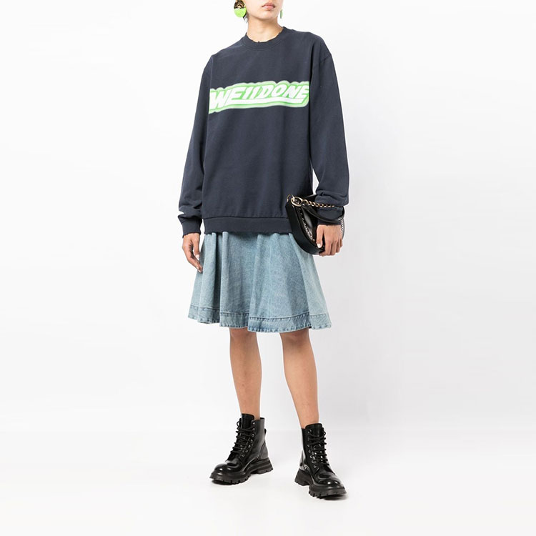 Details for WE11DONE SS22 海軍藍噴霧Logo印花長袖圓領男女款衛衣 WD-TS1-22-548-U-NV