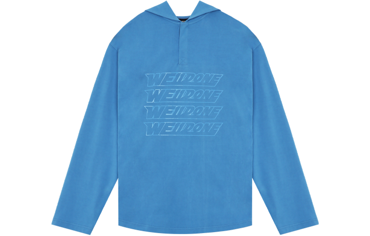 WE11DONE SS22 Navy Collar Long Sleeve Logo Tee Unisex Blue. WD-TT1-22-554-U-BL