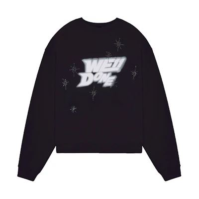 WE11DONE SS22 Oversized Logo Spray Sweatshirt Unisex Black. WD-TS1-22-663-U-BK