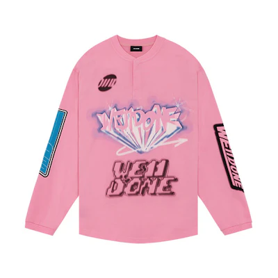 WE11DONE SS22 Oversized Pink Logo Print Unisex Couple T-Shirt. WD-TT1-22-553-U-PK