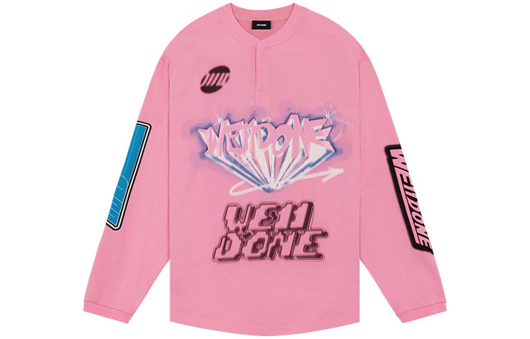 WE11DONE SS22 Oversized Pink Logo Print Unisex Couple T-Shirt. WD-TT1-22-553-U-PK 圖 2